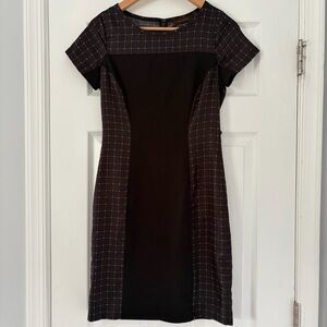 The Limited Black Windowpane Panel Midi Dress